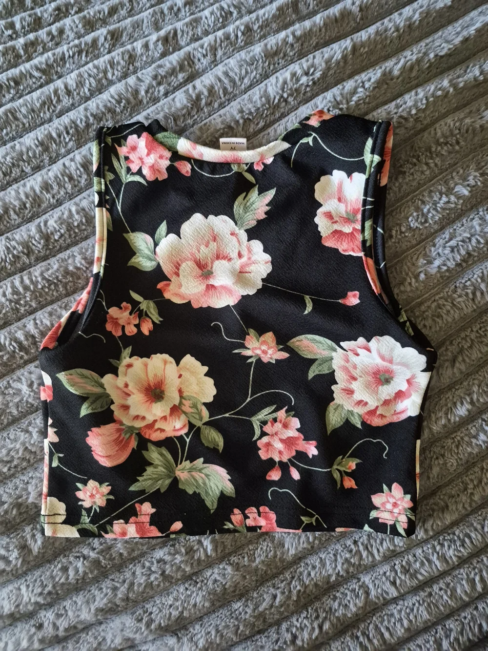 Girl's Floral Print Black Top & Bottom DET